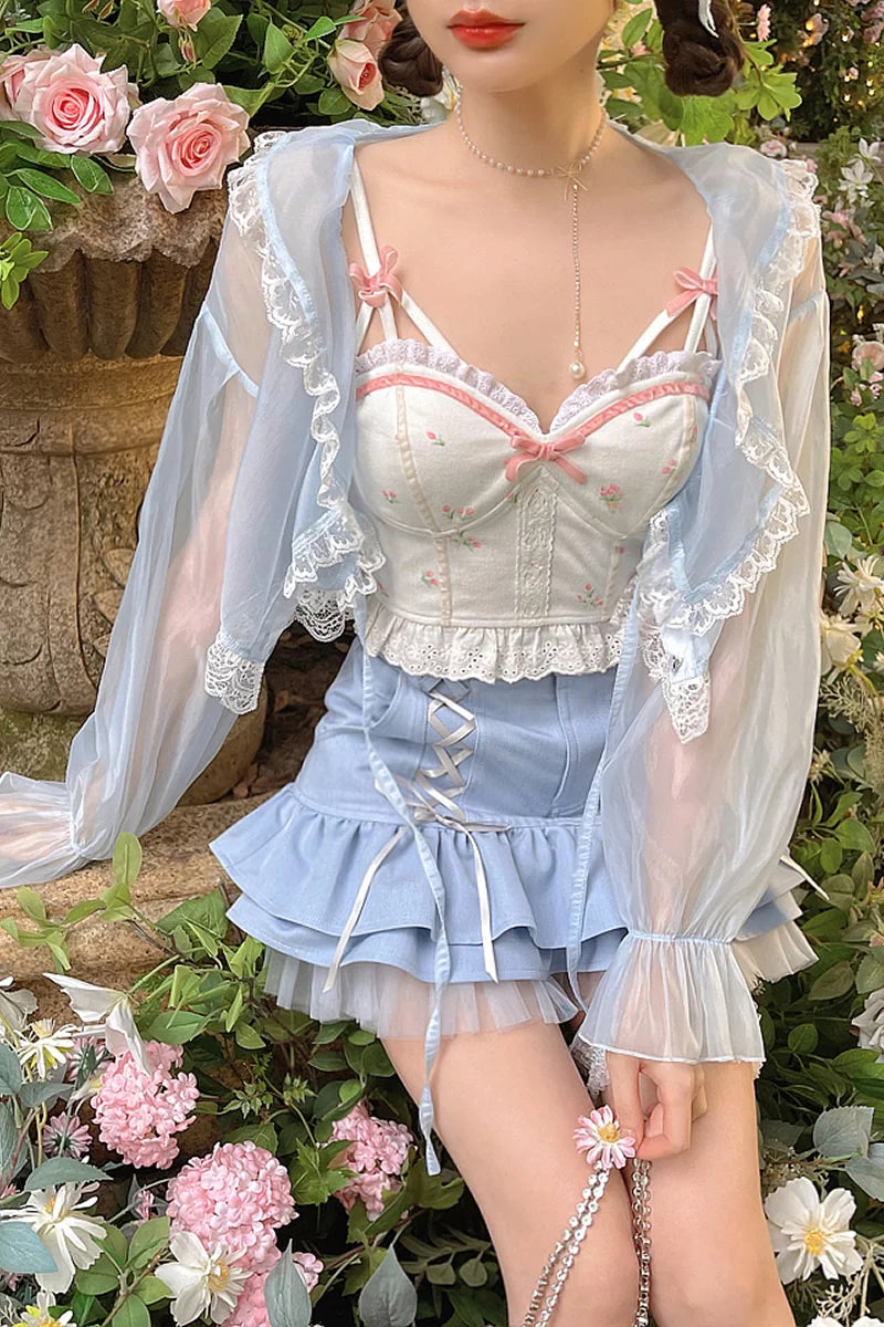 Aiertu White Backless Sexy Beach Sweet Cute Camis Women 2021 Summer Floral Kawaii Halter Tops Lace Print Party Korean Fashion Clothing Aiertu