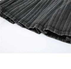 Aiertu Y2k Pleated Skirt Women Sexy High Waist Grey Stripe Bandage Mini Skirts Summer New A Line Skirt Vintage Harajuku Streetwar Aiertu