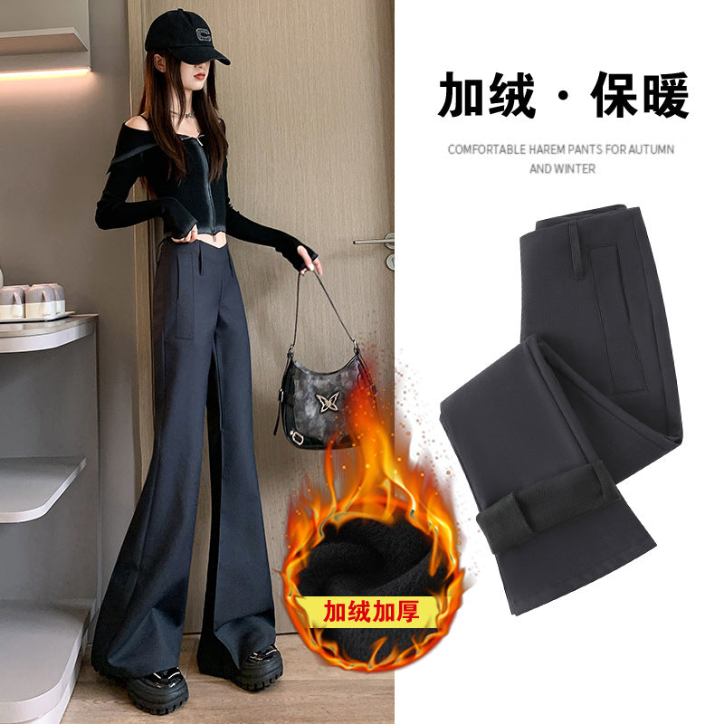 Aiertu fashion outfits High-Grade Casual Pants for Women Autumn and Winter Low Waist Slim Fit Comfortable Fashion Single Pants Fleece-lined Suit Pants aiertu