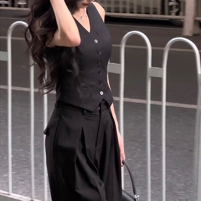 Aiertu Black Chanel Style Suit Vest Women's Summer Thin High-End Fashionable Vest Sleeveless Top aiertu
