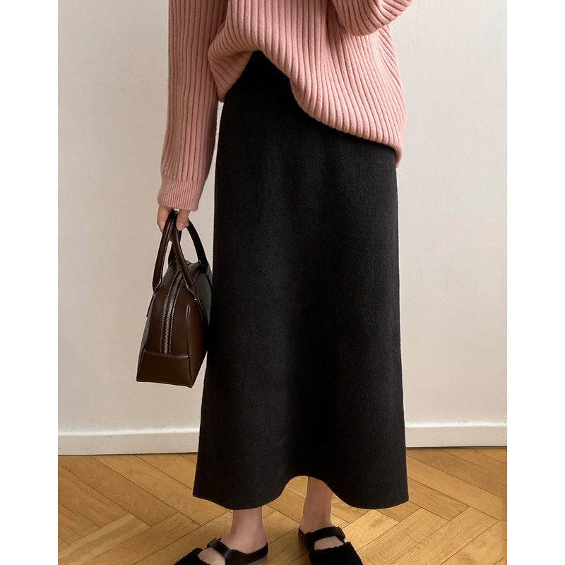 Aiertu outfit inspo winter Women's Mid-Length Wool Knitted Skirt Autumn and Winter Straight Skirt Super Nice Wool Sheath Straight Skirt aiertu