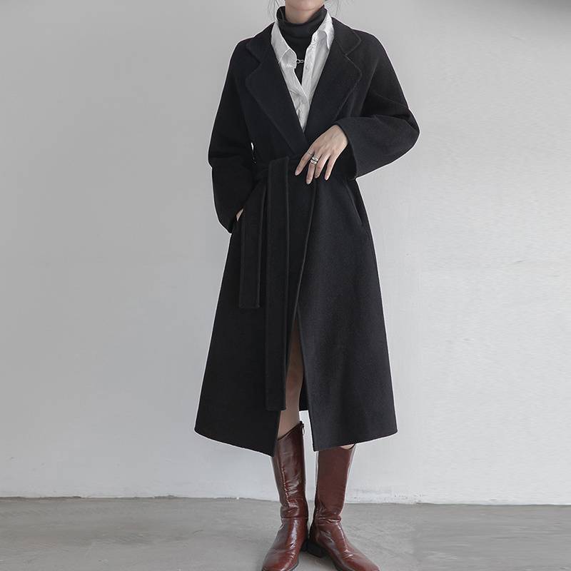 Aiertu simple winter outfits Maillard Double-Sided Fleece Mid-Length over-the-Knee Woolen Coat Women's Small Slimming Autumn and Winter Woolen Coat Fashion aiertu