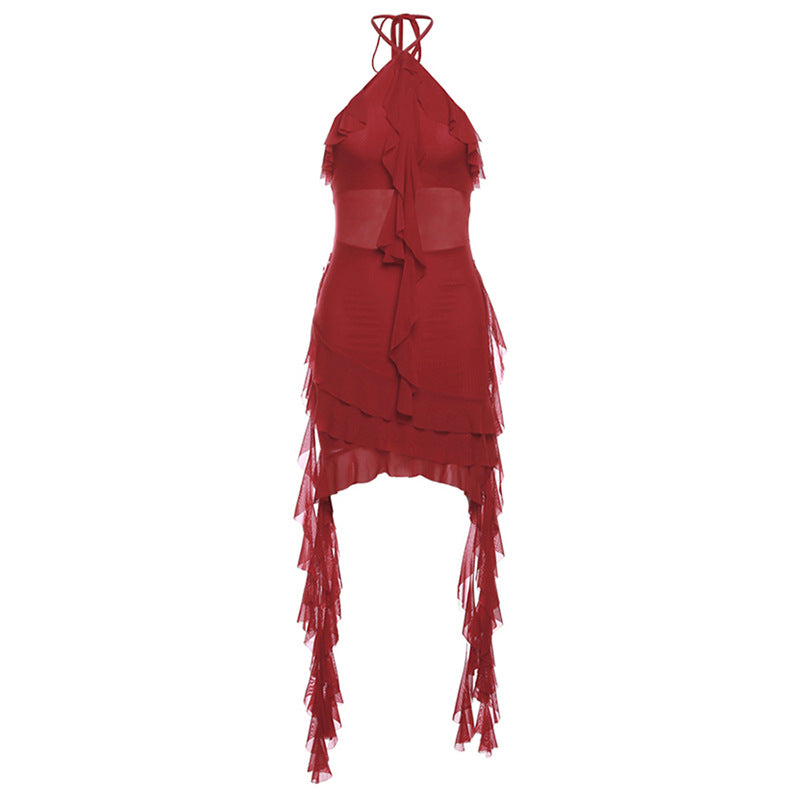 Aiertu concert outfit Style Autumn and Winter New Women's Clothing Solid Color Slim High Waist Street Fashion Halter Backless Dress aiertu