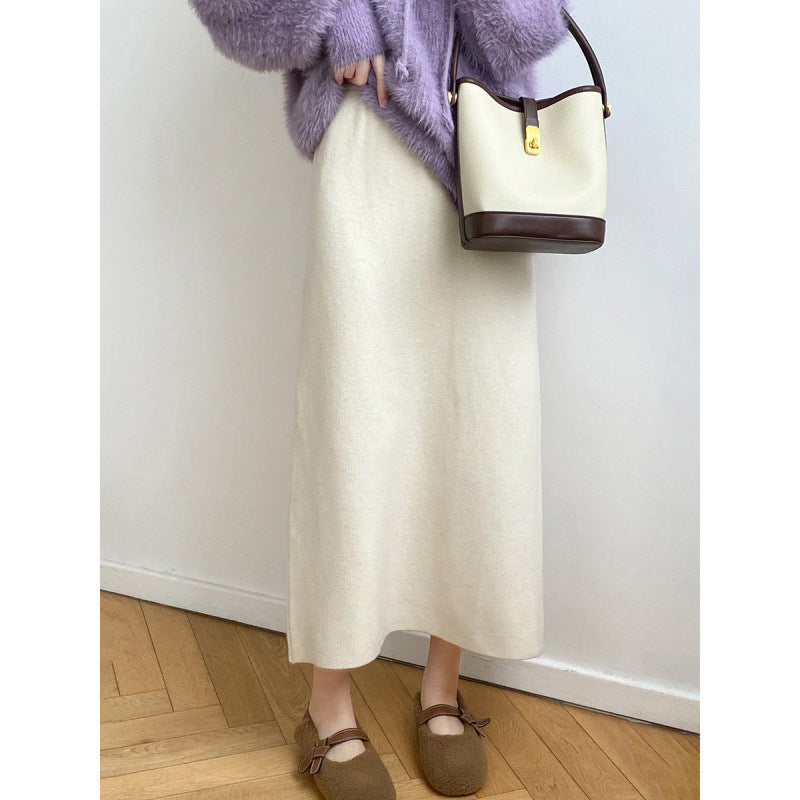 Aiertu outfit inspo winter Women's Mid-Length Wool Knitted Skirt Autumn and Winter Straight Skirt Super Nice Wool Sheath Straight Skirt aiertu
