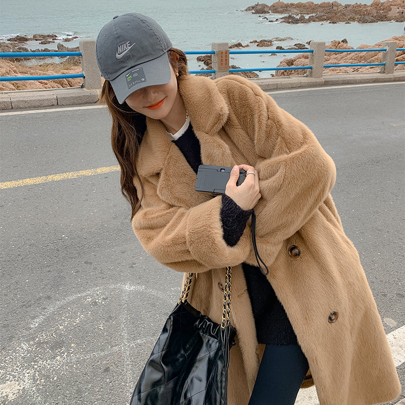Aiertu cold weather outfits Autumn Thickened Extended Suit Collar Faux Mink Fur Fur Integrated Fur Environmental Protection Fur Women's Coat Large aiertu