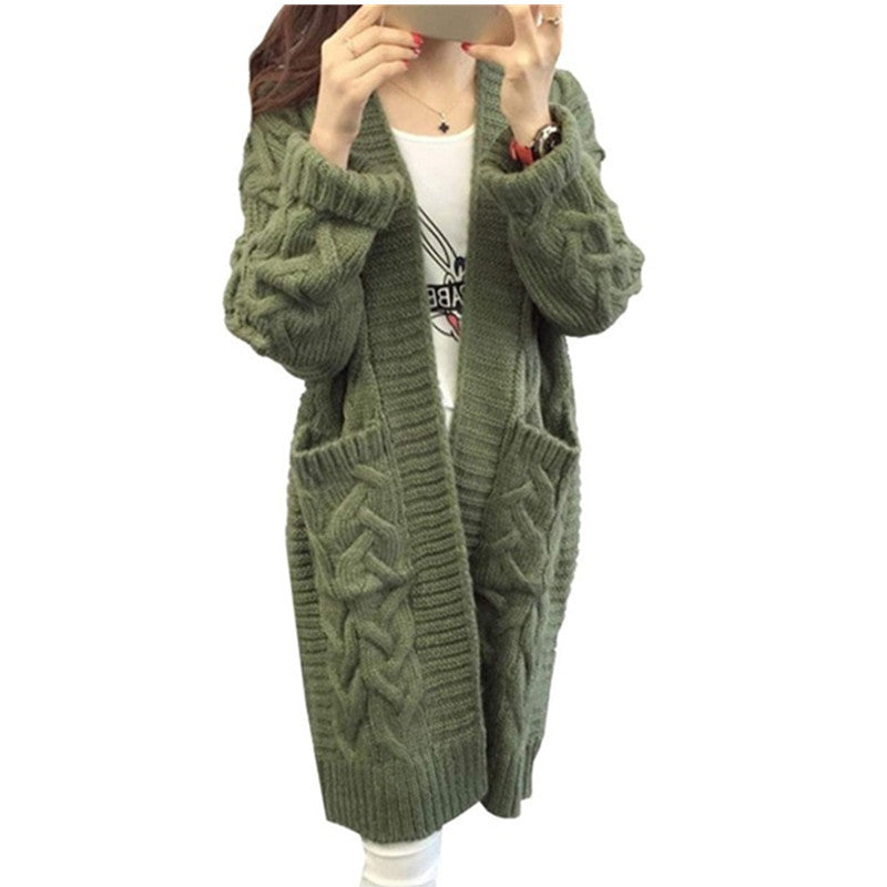 Aiertu black leggings outfit fall Twist Sweater Cardigan Coat Women's Thick Needle Korean Style Loose Mid-Length Sweater Coat aiertu