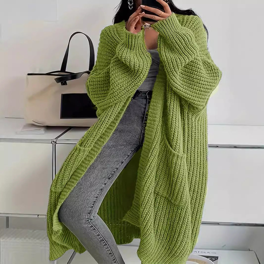 Aiertu fall outfits Women's Autumn and Winter plus Size Casual Sweater Extended Cardigan aiertu