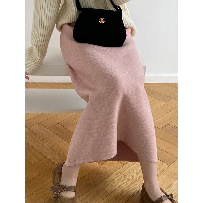 Aiertu outfit inspo winter Women's Mid-Length Wool Knitted Skirt Autumn and Winter Straight Skirt Super Nice Wool Sheath Straight Skirt aiertu