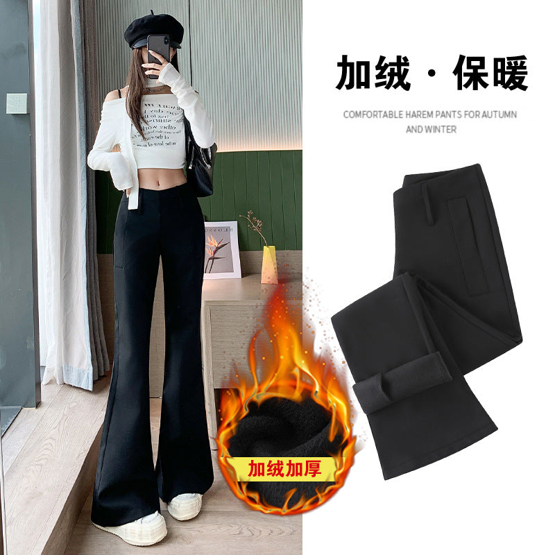 Aiertu fashion outfits High-Grade Casual Pants for Women Autumn and Winter Low Waist Slim Fit Comfortable Fashion Single Pants Fleece-lined Suit Pants aiertu