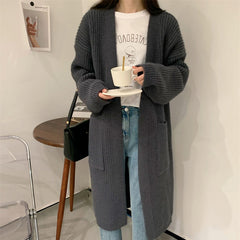 Aiertu comfy outfits winter Thick Knitted Cardigan Women's Mid-Length Korean Style Thick Wool Outer Wear Lazy Style Solid Color Loose Sweater Coat aiertu