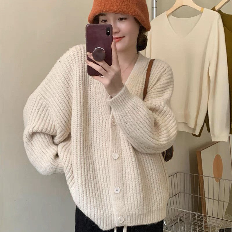 Aiertu fall outfits women Autumn and Winter Small Wear Creamy-white Lazy Style Sweater Wide Leg Pants High-Grade Three-Piece Suit aiertu
