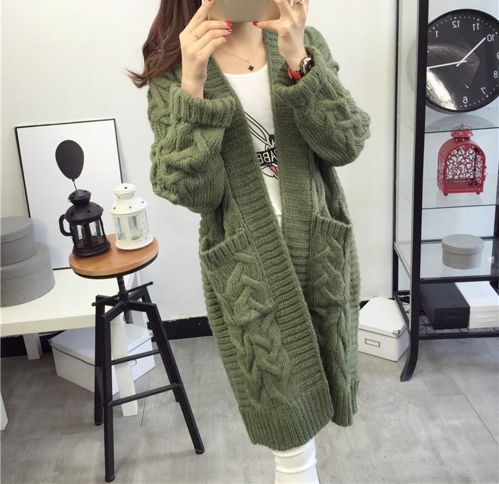 Aiertu black leggings outfit fall Twist Sweater Cardigan Coat Women's Thick Needle Korean Style Loose Mid-Length Sweater Coat aiertu
