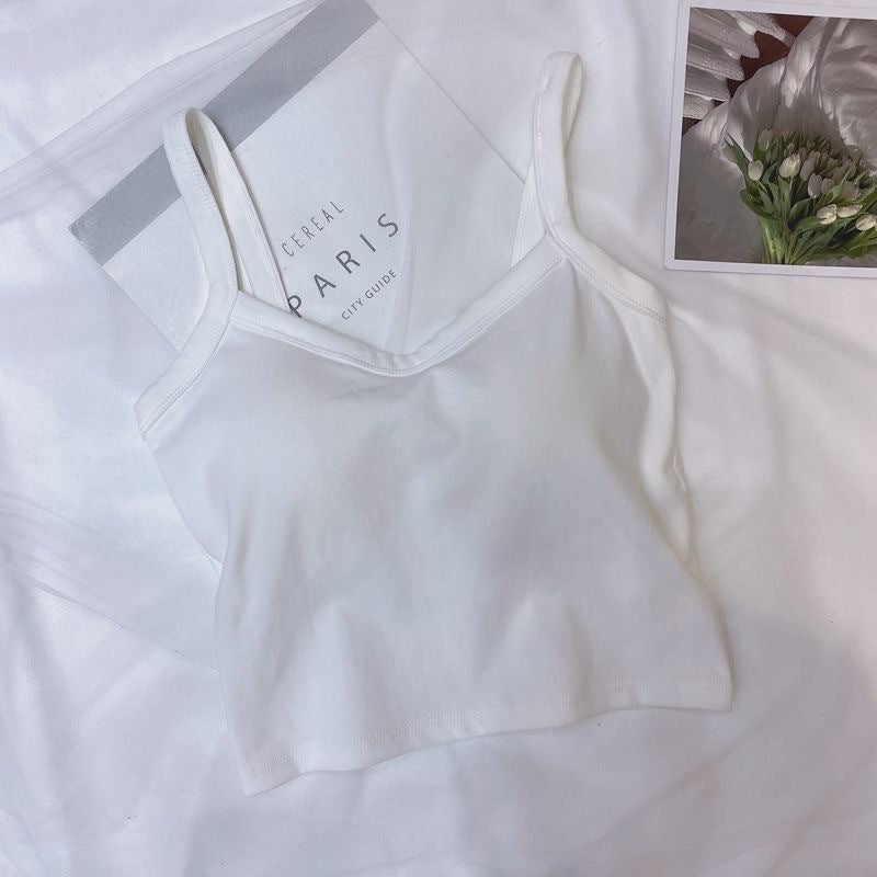 Aiertu Summer Hot Girl Solid Color Casual Simple Tube Top Anti-Exposure with Chest Pad Sling Belly Covering Vest Sleeveless Inner Top aiertu