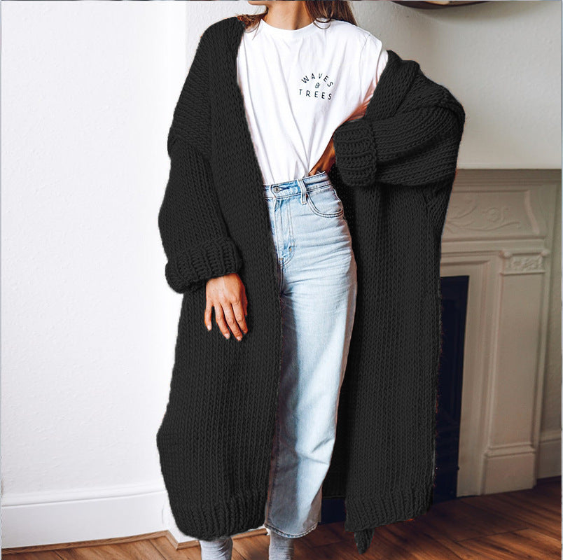 Aiertu fall outfits Plus Size Knitted Cardigan Women's Mid-Length Loose Casual Fashion Sweater Coat Women aiertu