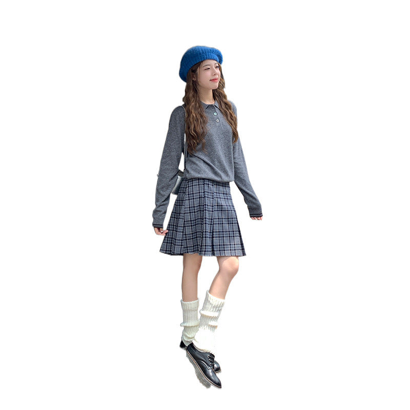 Aiertu fashion outfits American Style Retro Brown Plaid Skirt Women's Autumn Korean Style High Waist Slimming Sweet Spicy A- line Pleated Short Skirt aiertu