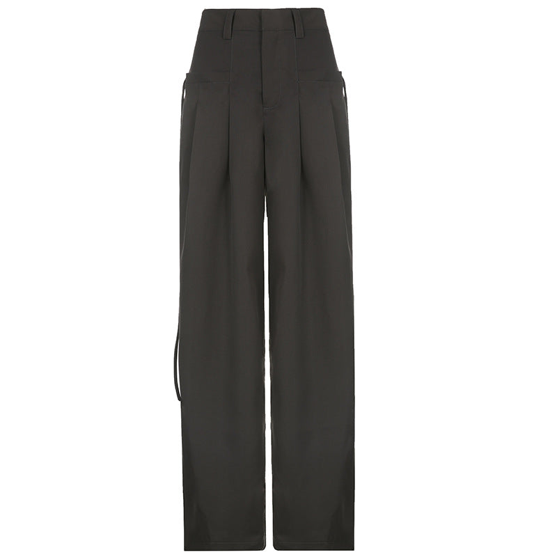 Aiertu trashy outfits Spring and Summer New Trendy Fashion Retro Street Loose Low Waist Solid Color Woven Pants aiertu