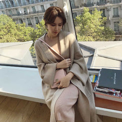 Aiertu 2000s fashion Long Knitted Cardigan Women's Spring and Autumn Loose Lazy Style Net Red Korean Style Sweater Coat Trendy Year aiertu
