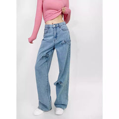 Aiertu y2k outfits Bow Straight Jeans Loose Comfortable Slimming Personality Trendy Trousers aiertu