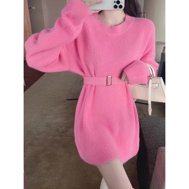 Aiertu black leggings outfit fall Lazy Style Waist-Tight Sweater Dress Autumn and Winter Pullover Bottoming Shirt Niche Temperament Coat Western Style Top aiertu