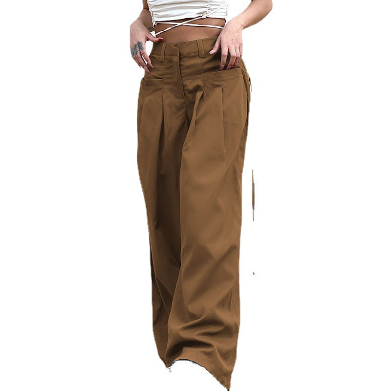 Aiertu trashy outfits Spring and Summer New Trendy Fashion Retro Street Loose Low Waist Solid Color Woven Pants aiertu