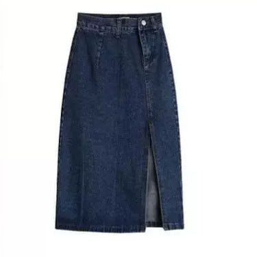 Aiertu guys in skirts Denim Skirt Women's Fashionable Slim-Fit One-Step Hip Skirt Split Mid-Length High Waist plus Size Long Skirt aiertu
