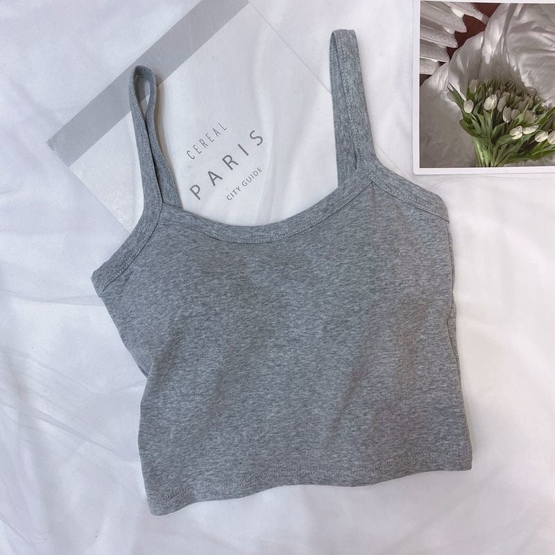 Aiertu Summer Hot Girl Solid Color Casual Simple Tube Top Anti-Exposure with Chest Pad Sling Belly Covering Vest Sleeveless Inner Top aiertu