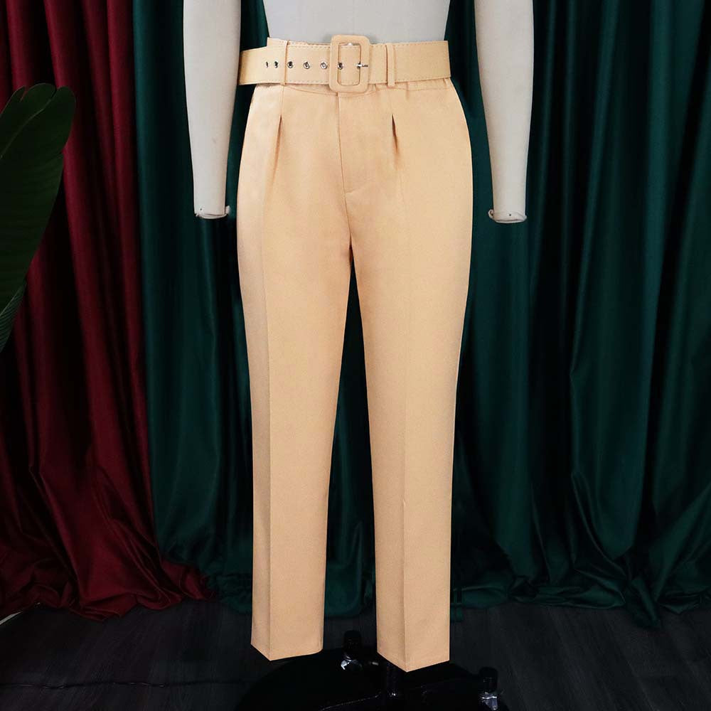 Women Sexy Skinny Trousers Fashion Elegant Solid Color High Waist Button Pants For Ladies Casual Harajuku Pant With Belts Aiertu