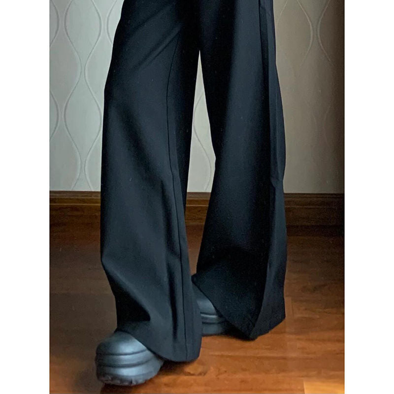 Aiertu fashion outfits Plus Size Black Straight Suit Wide-Leg Pants Women's Summer High Waist Draping Loose Slimming Casual Mopping Pants aiertu