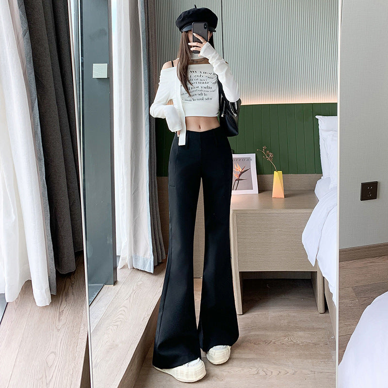 Aiertu fashion outfits High-Grade Casual Pants for Women Autumn and Winter Low Waist Slim Fit Comfortable Fashion Single Pants Fleece-lined Suit Pants aiertu