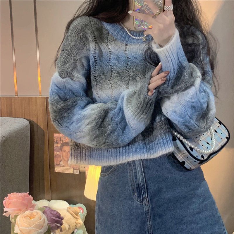 Aiertu trending fall outfits Spring and Autumn Gradient Retro Japanese Style Lazy Style Sweater Women's Korean Style Niche Fashion aiertu