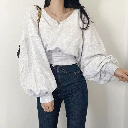 Aiertu fashion outfits round Neck Pullover Waist-Tight Long-Sleeved Sweater Women's Spring and Autumn Casual Niche Short Slim Top aiertu