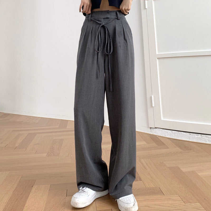 Aiertu buisness casual women outfits chic Gray Suit Pants Women's Draping Pants Straight Loose Wide-Leg Pants High Waist Mopping Casual Pants Fashion aiertu