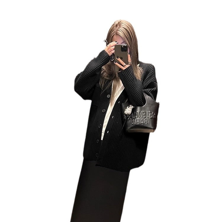 Aiertu grunge outfits Chocolate Maillard Lazy Hanging Fashion Trendy Sweater Coat Women's Thickened Loose Knitted Cardigan Autumn and Winter aiertu