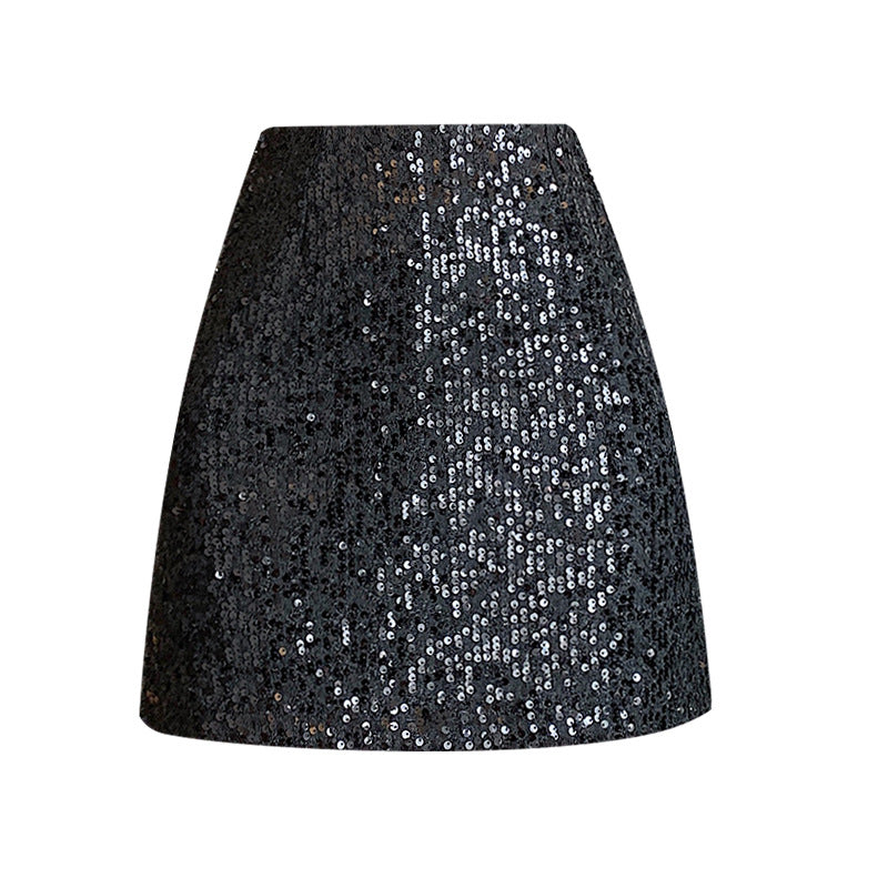 Aiertu fall outfits Skirt Skirt Shiny Skirt Woolen Sequined Skirt Tweed Hip Skirt aiertu