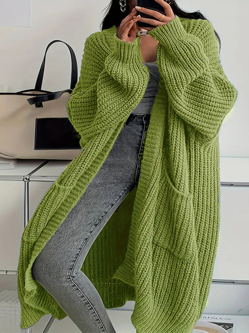 Aiertu fall outfits Women's Autumn and Winter plus Size Casual Sweater Extended Cardigan aiertu