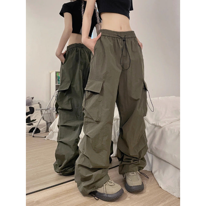 Aiertu concert outfit Women's Wide-Leg Pants Spring and Summer Niche Loose Slimming High Street Multi-Pocket Straight Overalls aiertu