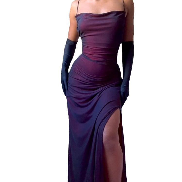 Aiertu prom dresses Autumn Sexy Suspender Long Sleeve Sheath Fishtail Dress aiertu