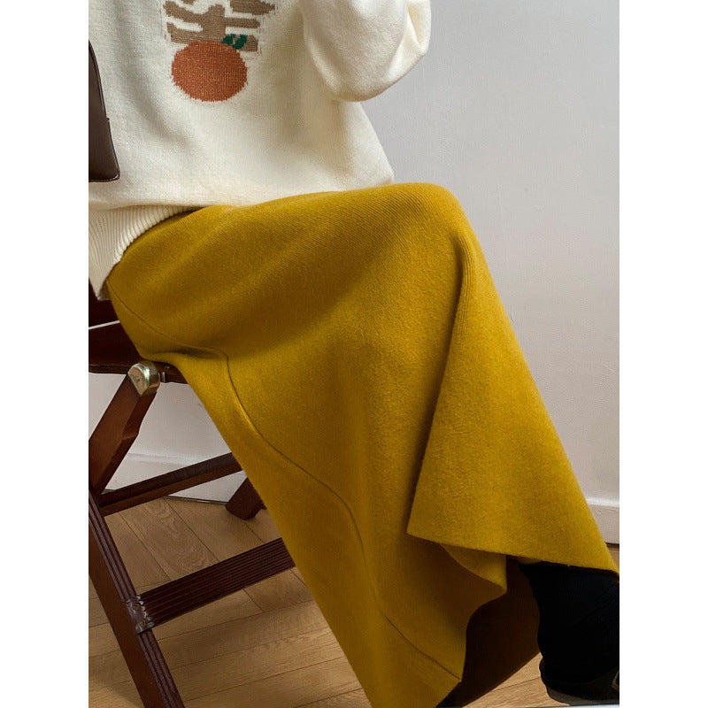 Aiertu outfit inspo winter Women's Mid-Length Wool Knitted Skirt Autumn and Winter Straight Skirt Super Nice Wool Sheath Straight Skirt aiertu