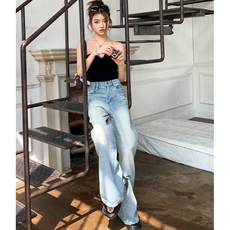 Aiertu Fall Retro Wide-Leg Jeans Women's Loose Slimming Pants Wide-Leg Pants aiertu