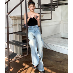 Aiertu Fall Retro Wide-Leg Jeans Women's Loose Slimming Pants Wide-Leg Pants aiertu