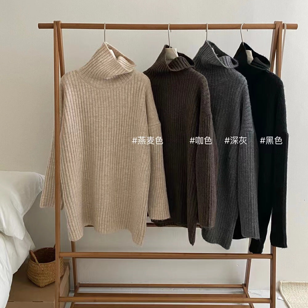Aiertu style Soft Glutinous Turtleneck Pullover Women's Autumn and Winter Loose Lazy Style Mid-Length Inner Sweater Top aiertu