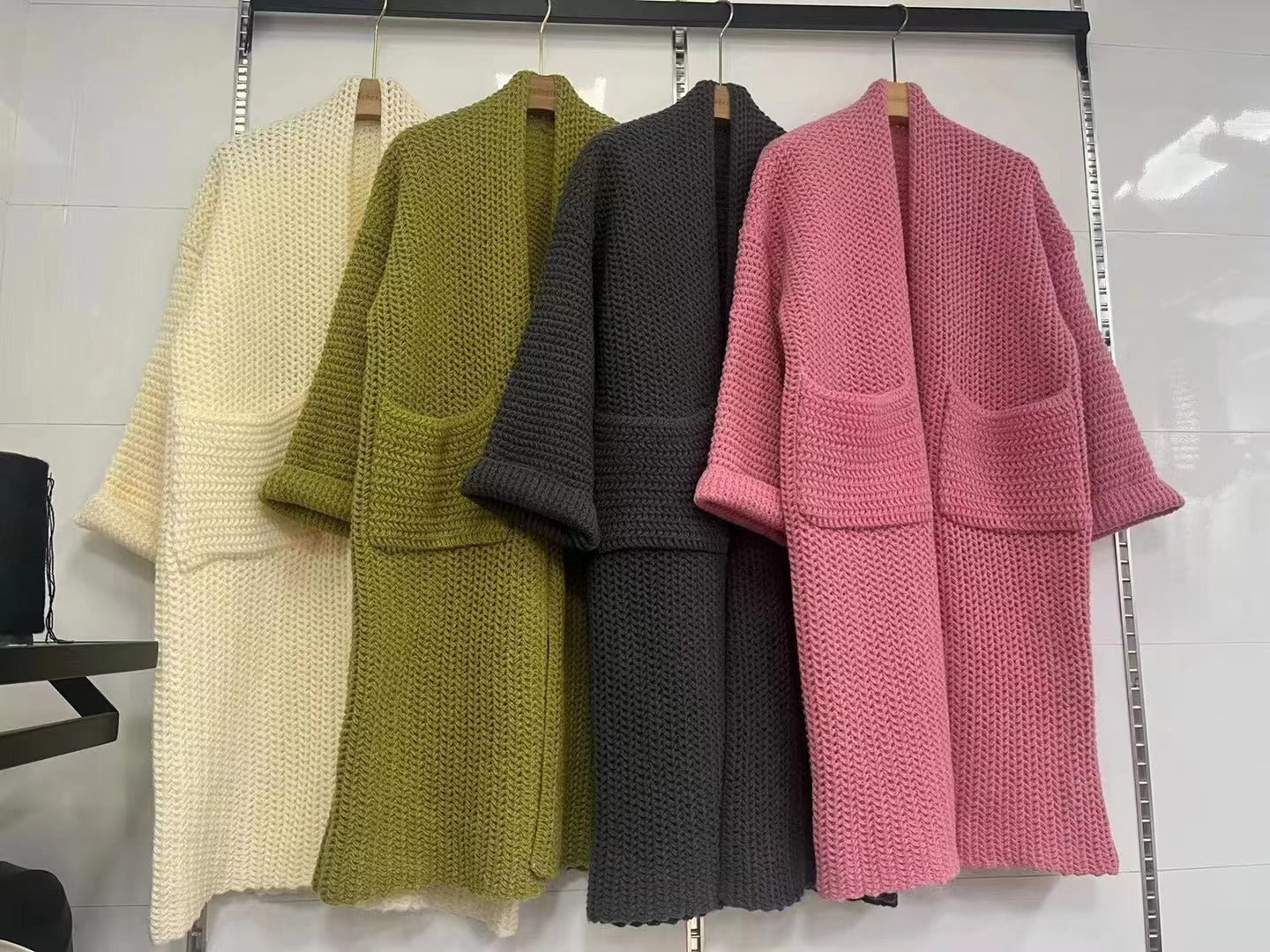 Aiertu cold weather outfits Korean Style Thick Needle Pineapple Pattern Sweater Cardigan Loose over-the-Knee Sweater Mid-Length Elegant Wool Coat Women's Top aiertu