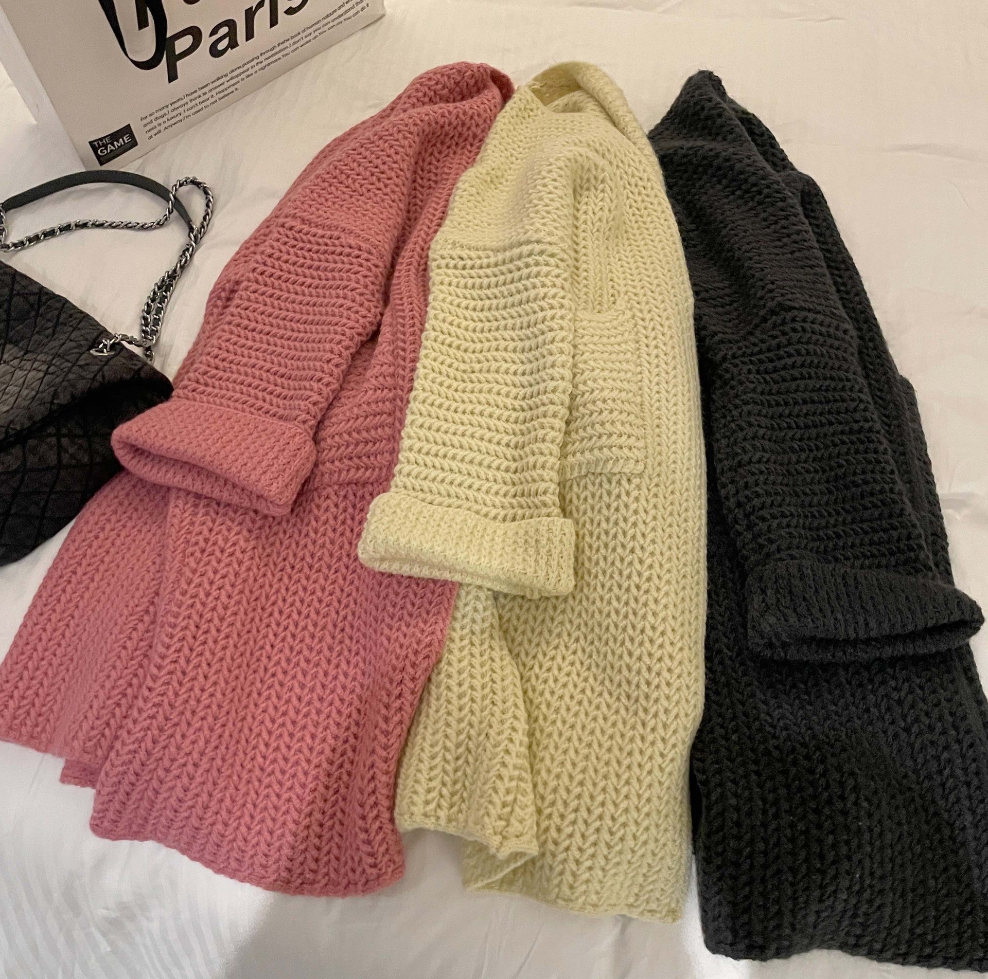 Aiertu cold weather outfits Korean Style Thick Needle Pineapple Pattern Sweater Cardigan Loose over-the-Knee Sweater Mid-Length Elegant Wool Coat Women's Top aiertu