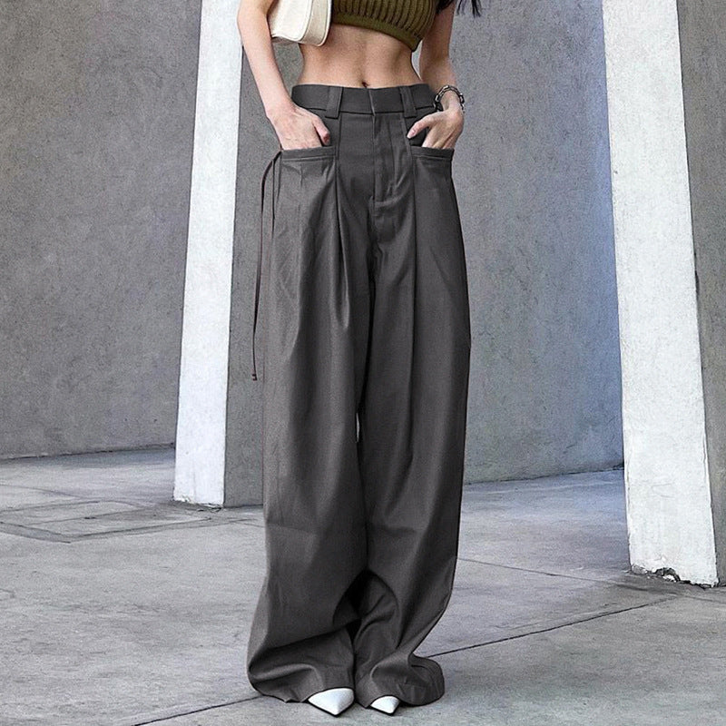 Aiertu trashy outfits Spring and Summer New Trendy Fashion Retro Street Loose Low Waist Solid Color Woven Pants aiertu