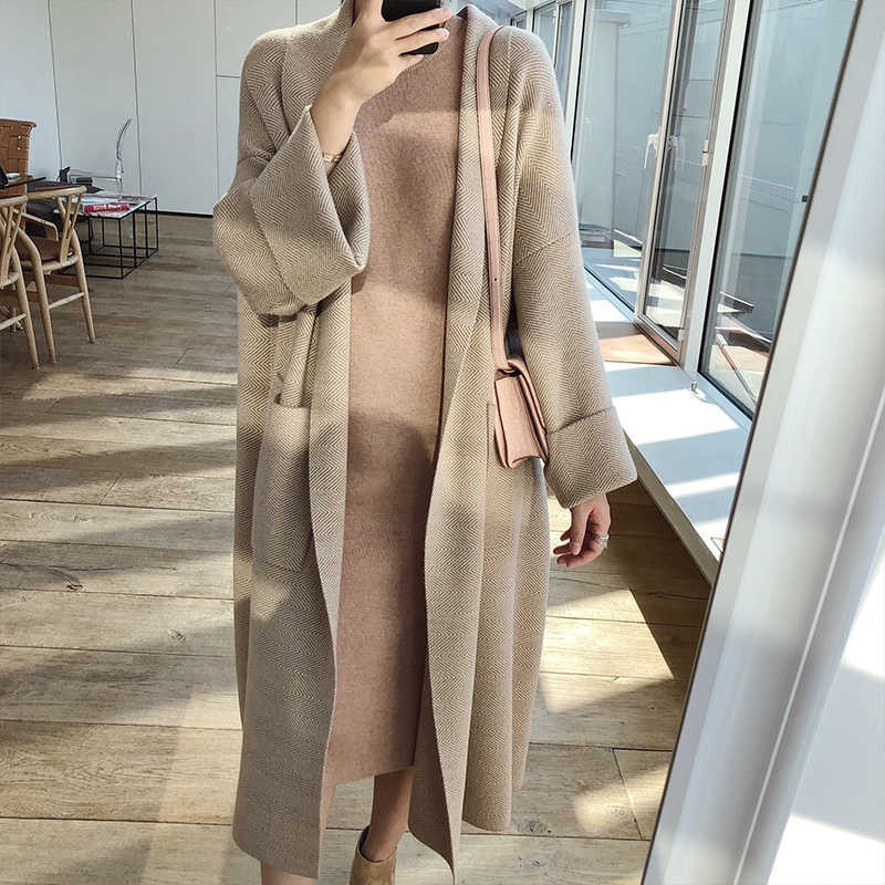 Aiertu 2000s fashion Long Knitted Cardigan Women's Spring and Autumn Loose Lazy Style Net Red Korean Style Sweater Coat Trendy Year aiertu