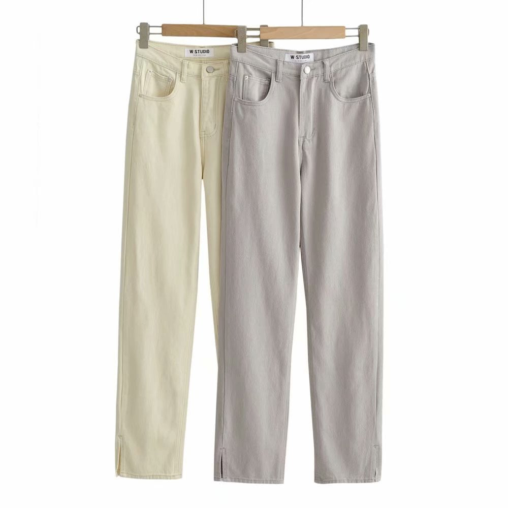 Aiertu going out outfits Street High Waist Floor Split Jeans Loose Slimming Straight Mop Draping Trousers aiertu