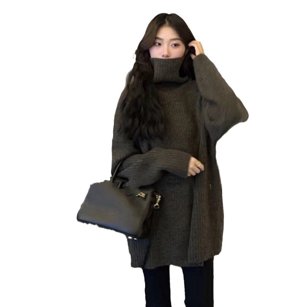 Aiertu style Soft Glutinous Turtleneck Pullover Women's Autumn and Winter Loose Lazy Style Mid-Length Inner Sweater Top aiertu