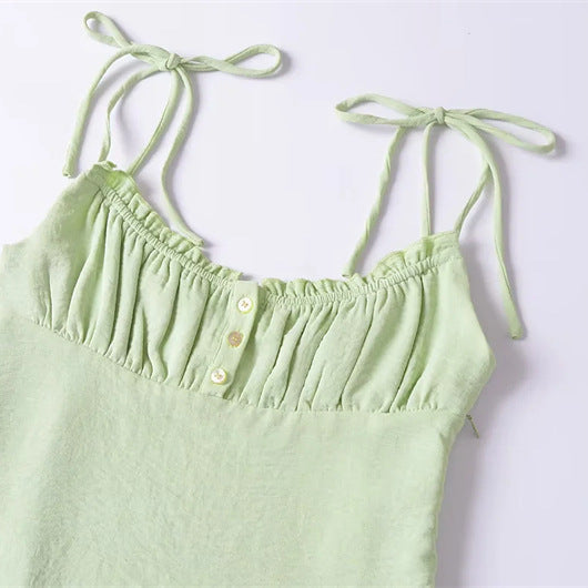 Aiertu cute outfits fall French Style Sexy Girl V-neck Lace Suspender Skirt Solid Color Dress Niche Sexy Slim A- line Skirt aiertu