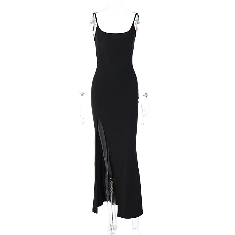 Aiertu prom dresses Women's Clothing Autumn Sexy Mesh Backless off-the-Shoulder Sling Split Hip Bag Dress Women aiertu