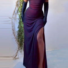 Aiertu prom dresses Autumn Sexy Suspender Long Sleeve Sheath Fishtail Dress aiertu